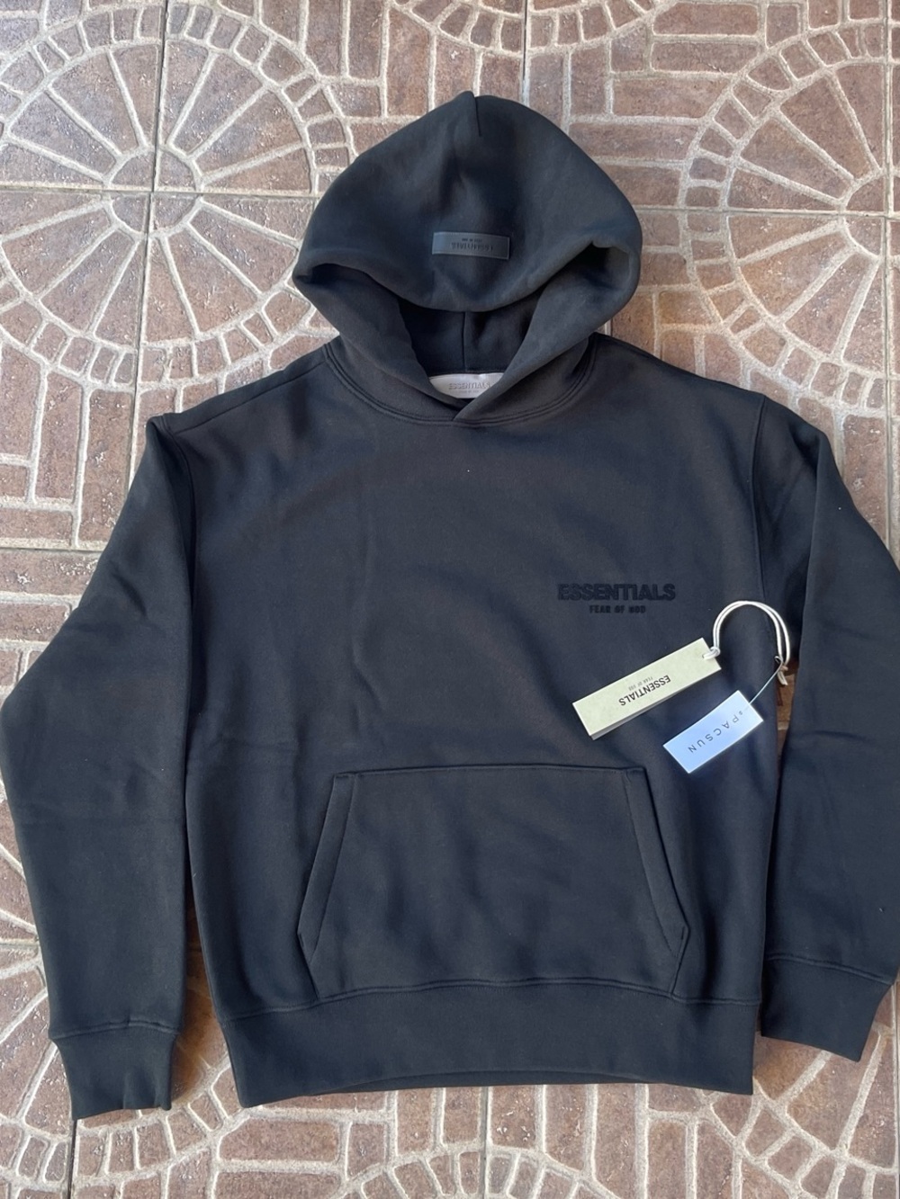 Fear of God ESSENTIALS Black Tonal Logo Hoodie